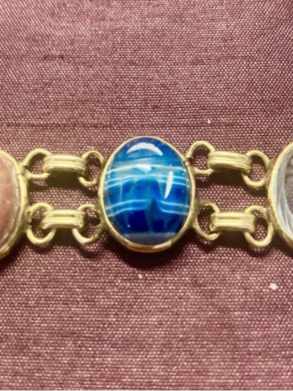 Women’s Vintage Mid-Century Russel 1/20 12K GF Multi-Stone Scarab Bracelet